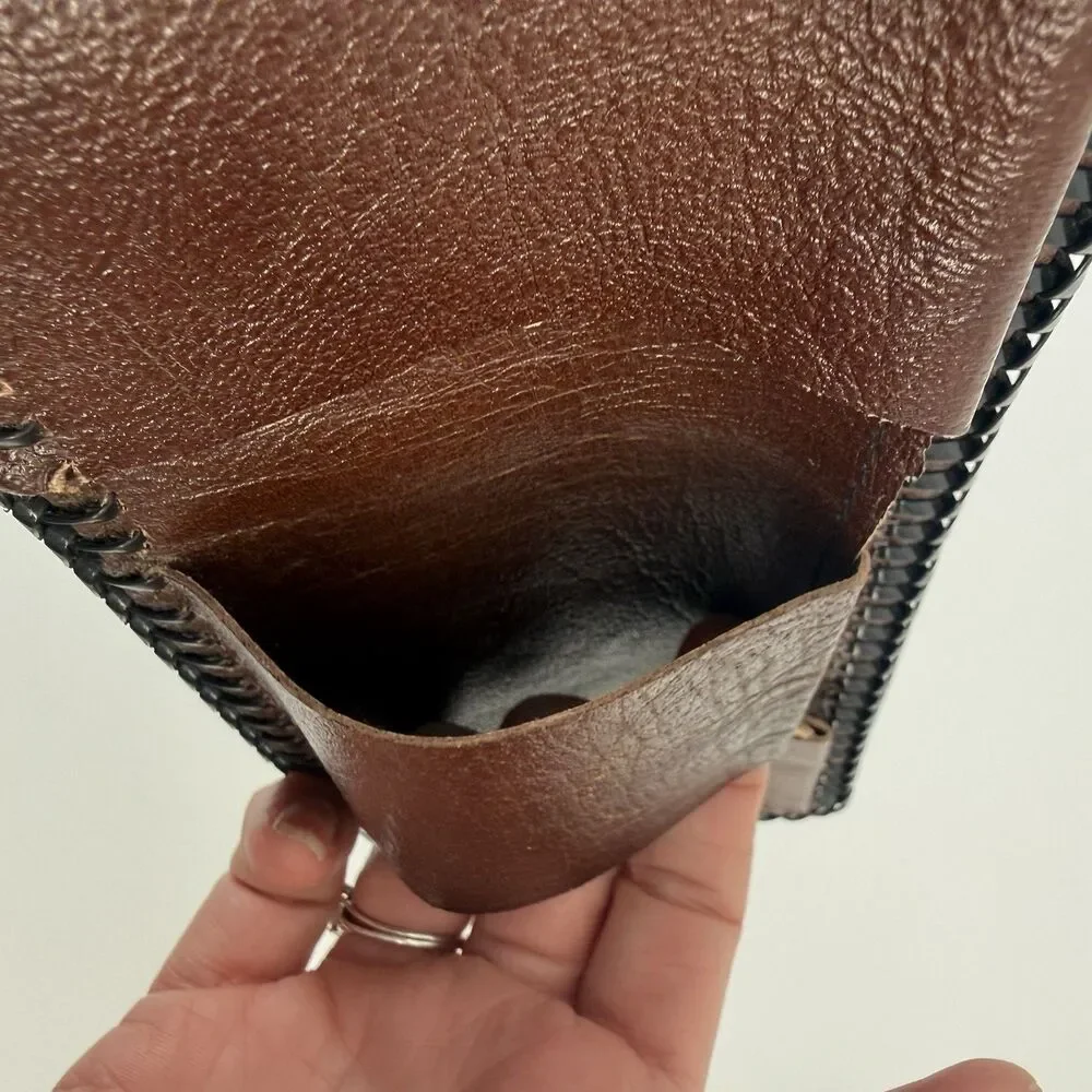 Vintage Hand Tooled Leather Billfold Wallet hunting dog bunny rabbit trifold